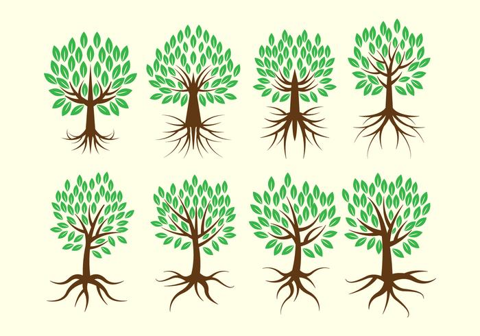 Gratis Tree med rötter Vector Collection