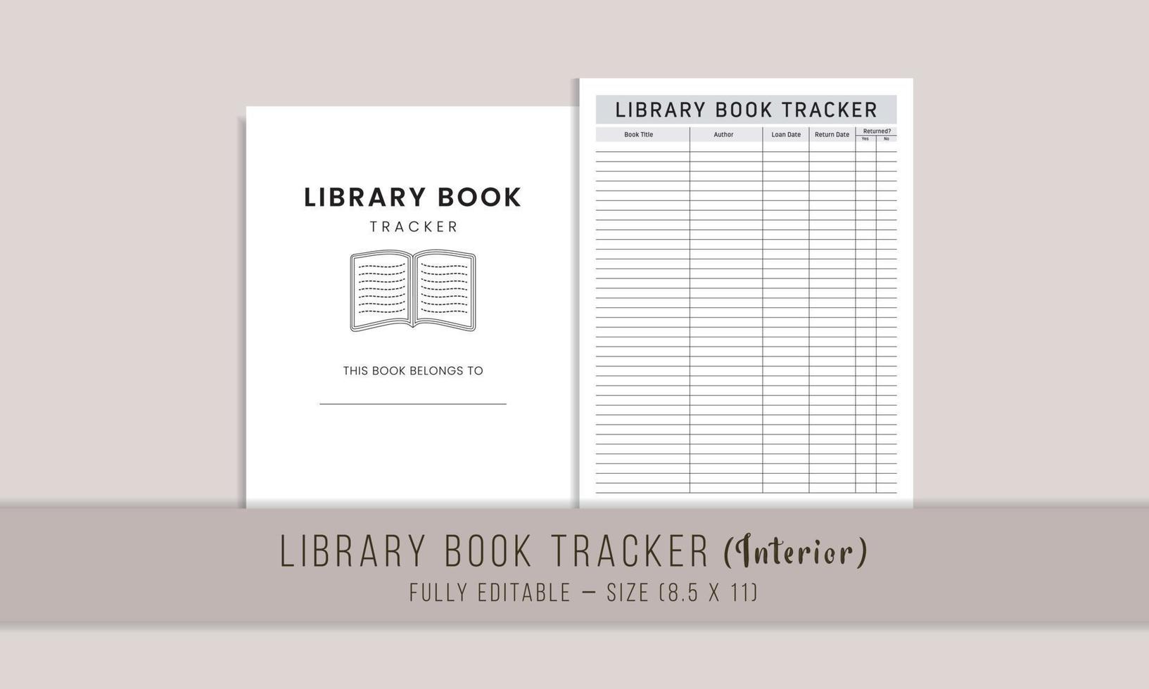 Bibliotheksbuch-Tracker-Innenvorlage vektor