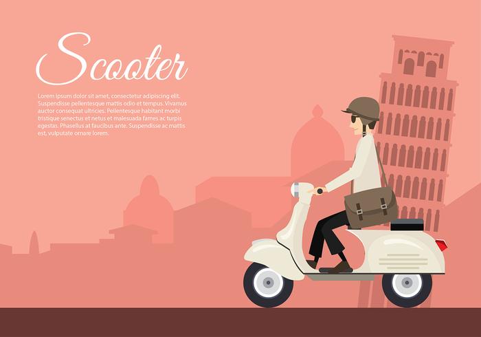 Scooter Italien tecknad Gratis Vector