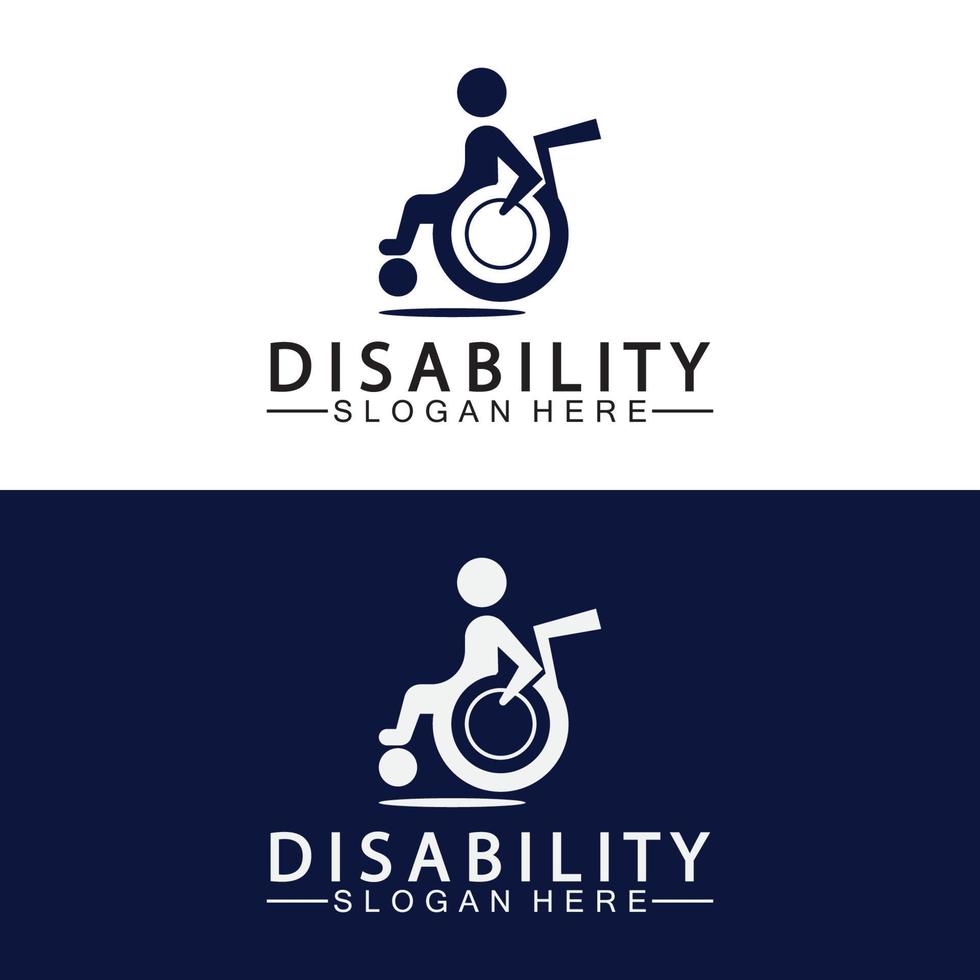 leidenschaftliche Menschen mit Behinderungen unterstützen das Logo. rollstuhl-logo-illustration. vektor