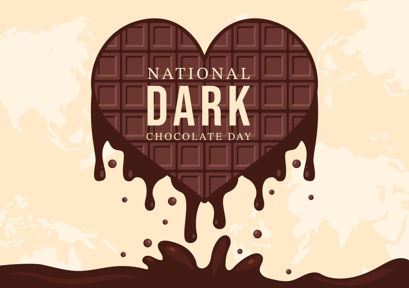 welttag der dunklen schokolade am 1. februar für die gesundheit und das glück, die choco in handgezeichneten vorlagenillustrationen im flachen karikaturstil bringt vektor