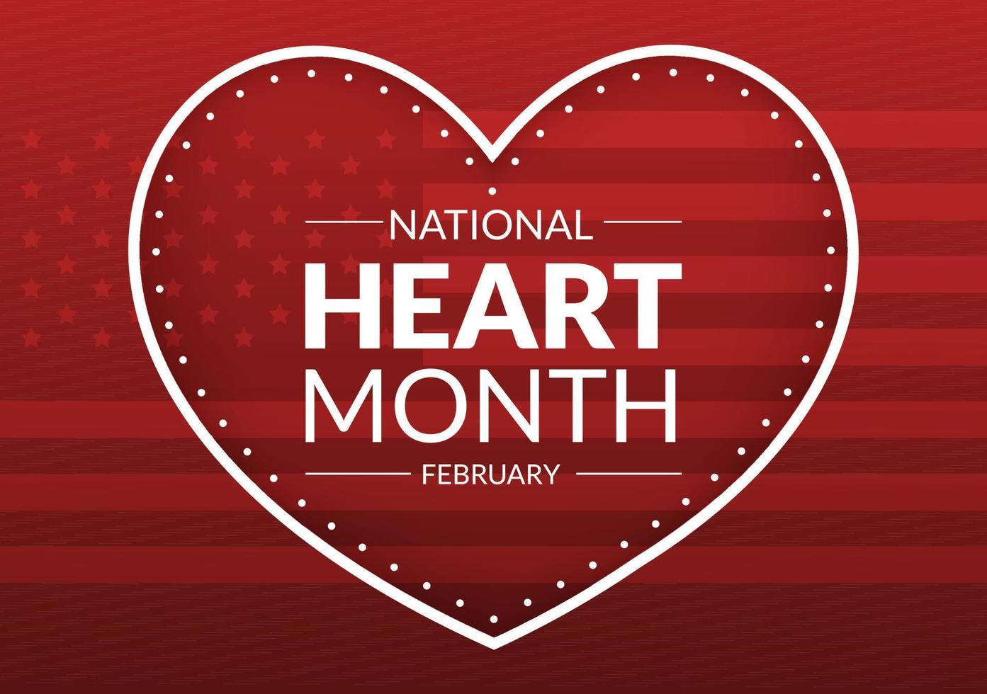 februar ist ein amerikanischer herzmonat mit einem puls für die gesundheit und die überwindung von kardiovaskulären erkrankungen in einer handgezeichneten schablonenillustration der flachen karikatur vektor