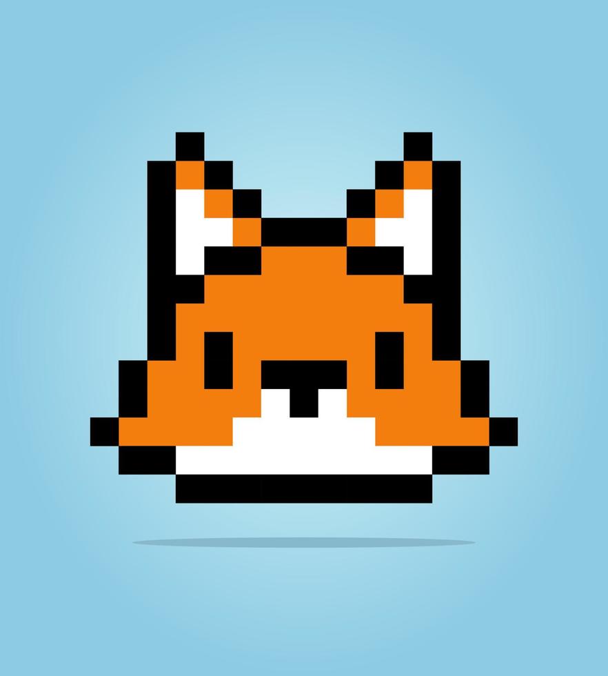 8-Bit-Pixel des Kopffuchs. Tier in Vektorgrafik für Kreuzstich- und Spiel-Assets. vektor