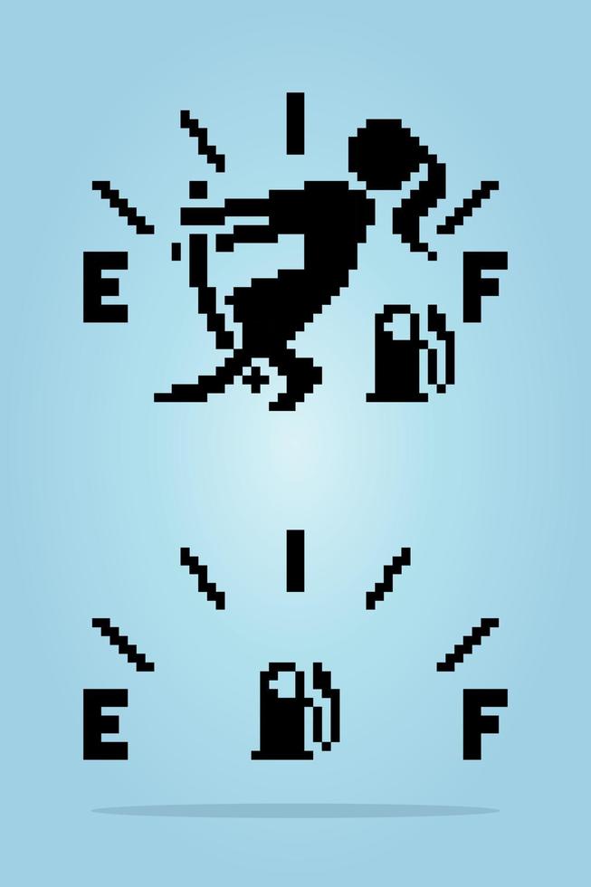 8-Bit-Pixel-Kraftstoffsymbol. Aufkleber für Spielelemente und Kreuzstichmuster in Vektorgrafiken. vektor