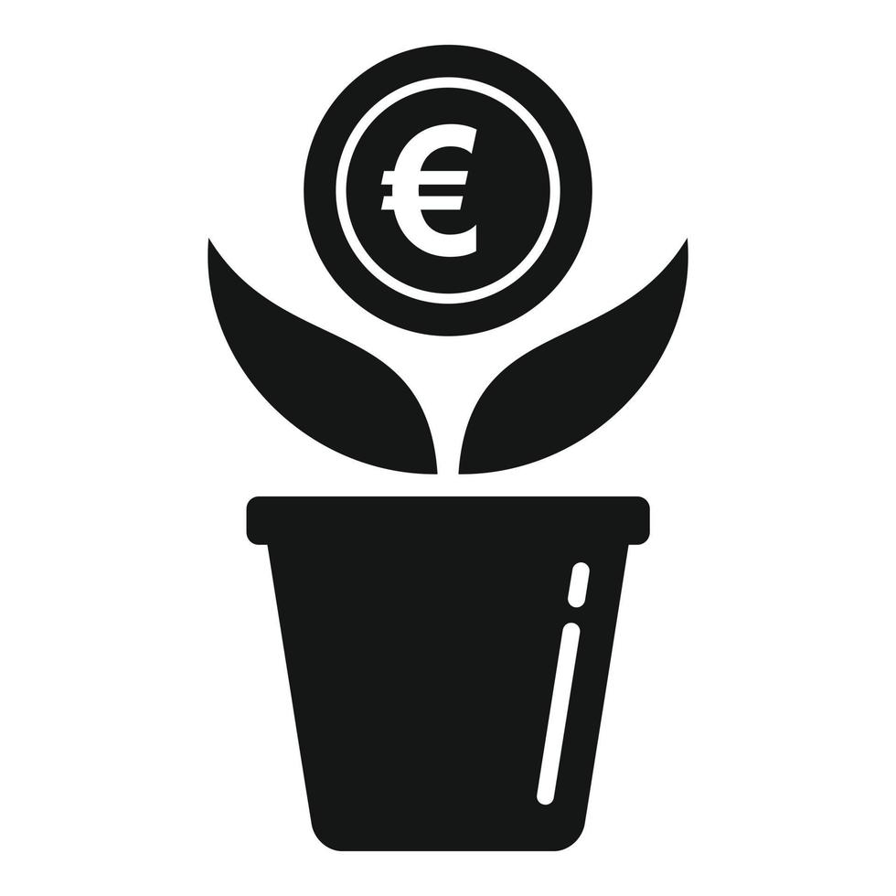 euro växt pott ikon, enkel stil vektor
