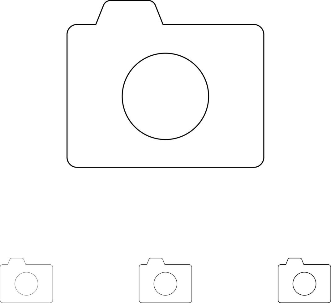 kamera bild Foto grundläggande djärv och tunn svart linje ikon uppsättning vektor