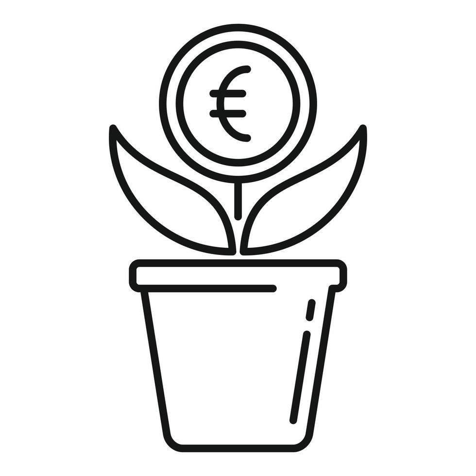 euro växt pott ikon, översikt stil vektor