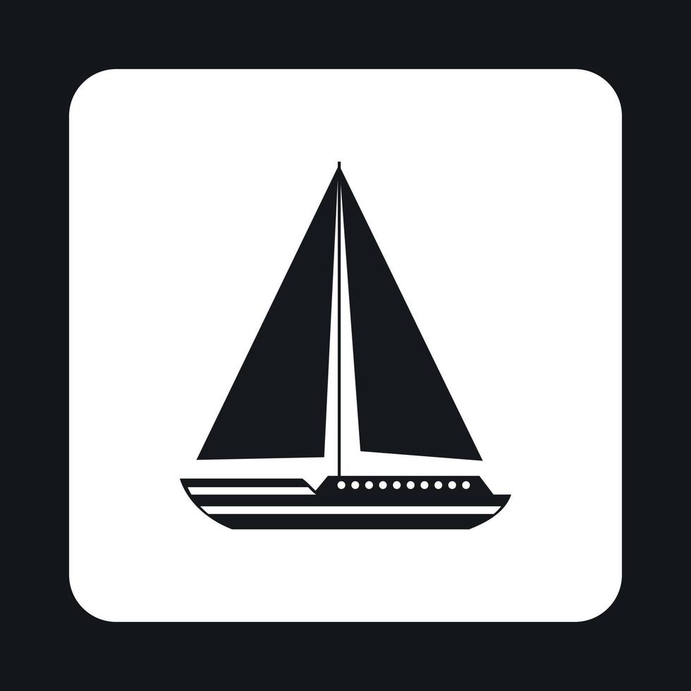 båt med segel ikon, enkel stil vektor
