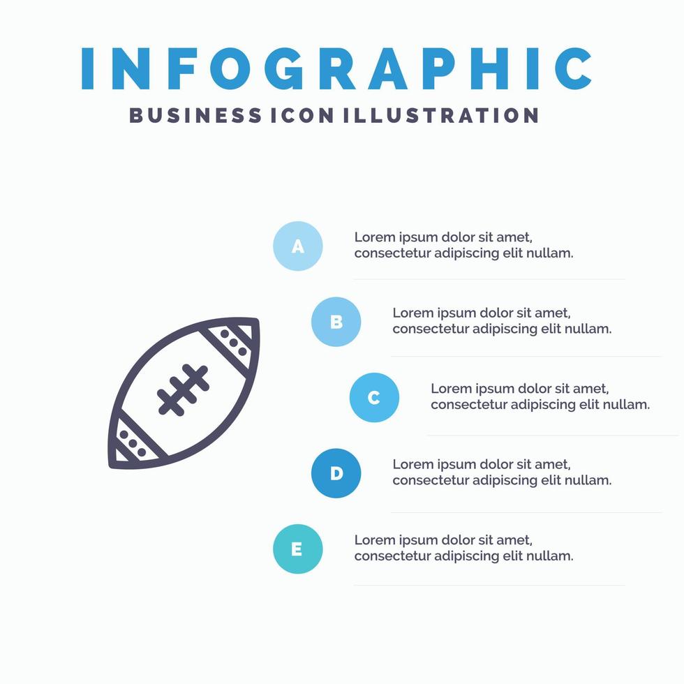 amerikan boll fotboll nfl rugby linje ikon med 5 steg presentation infographics bakgrund vektor