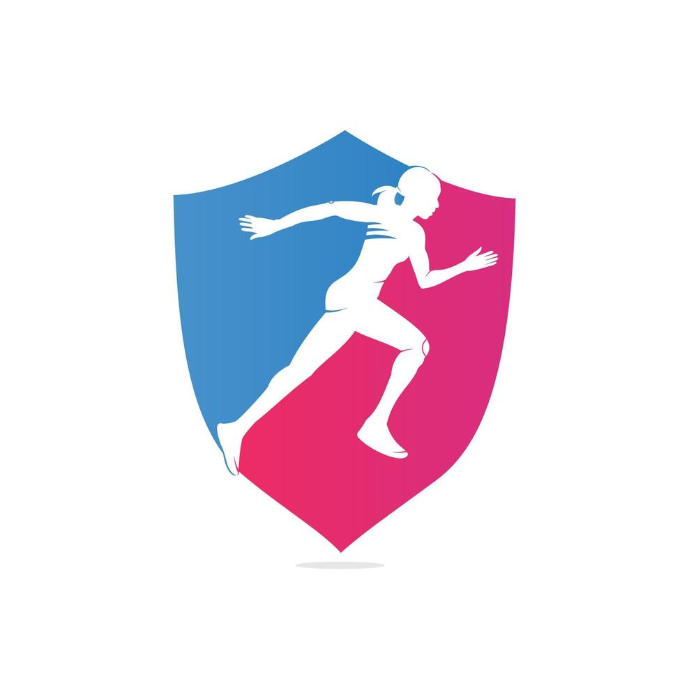 Frauen-Fitness-Läufer-Club-Logo-Design. Logo-Design für laufende Frauen. Logo-Konzept für gesundes Laufen vektor