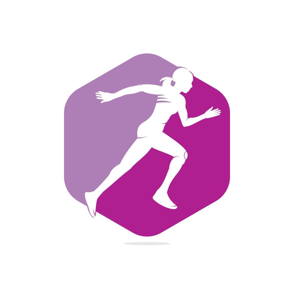 Frauen-Fitness-Läufer-Club-Logo-Design. Logo-Design für laufende Frauen. Logo-Konzept für gesundes Laufen vektor