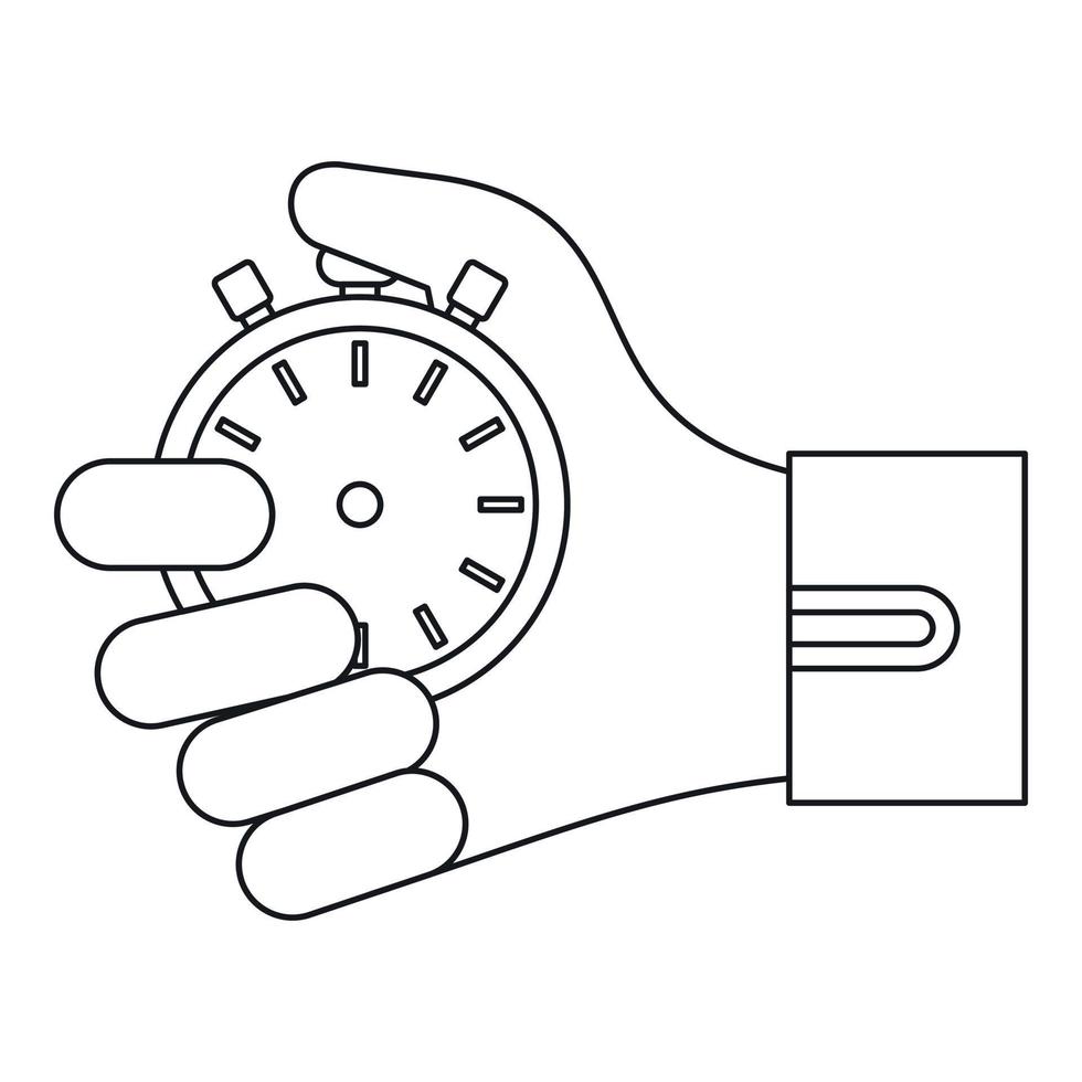 Stoppuhr in Handsymbol, Umrissstil vektor