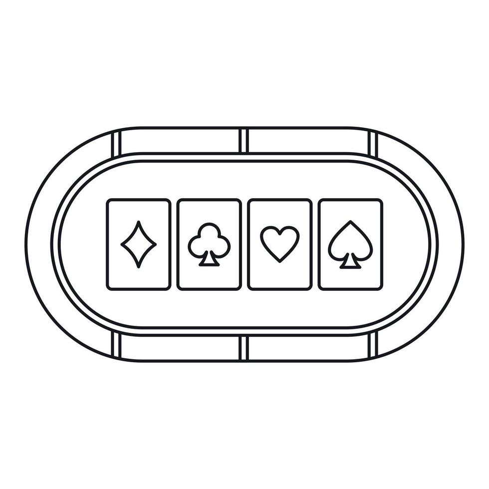 poker tabell med spelar kort ikon, översikt stil vektor