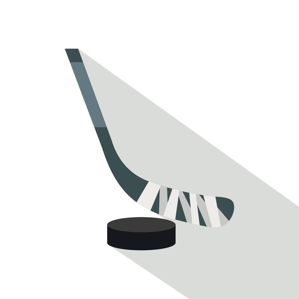 hockey pinne och puck ikon, platt stil vektor