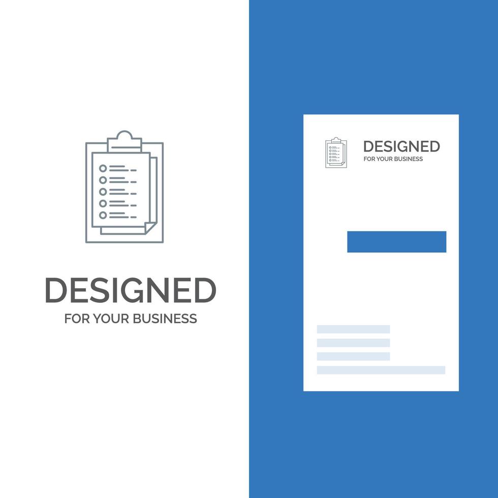 Notepad Report Card Ergebnispräsentation graues Logo-Design und Visitenkartenvorlage vektor