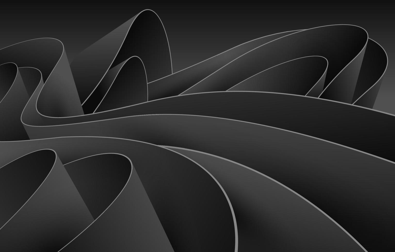 3D-Strudelwelle schwarzer Hintergrund vektor