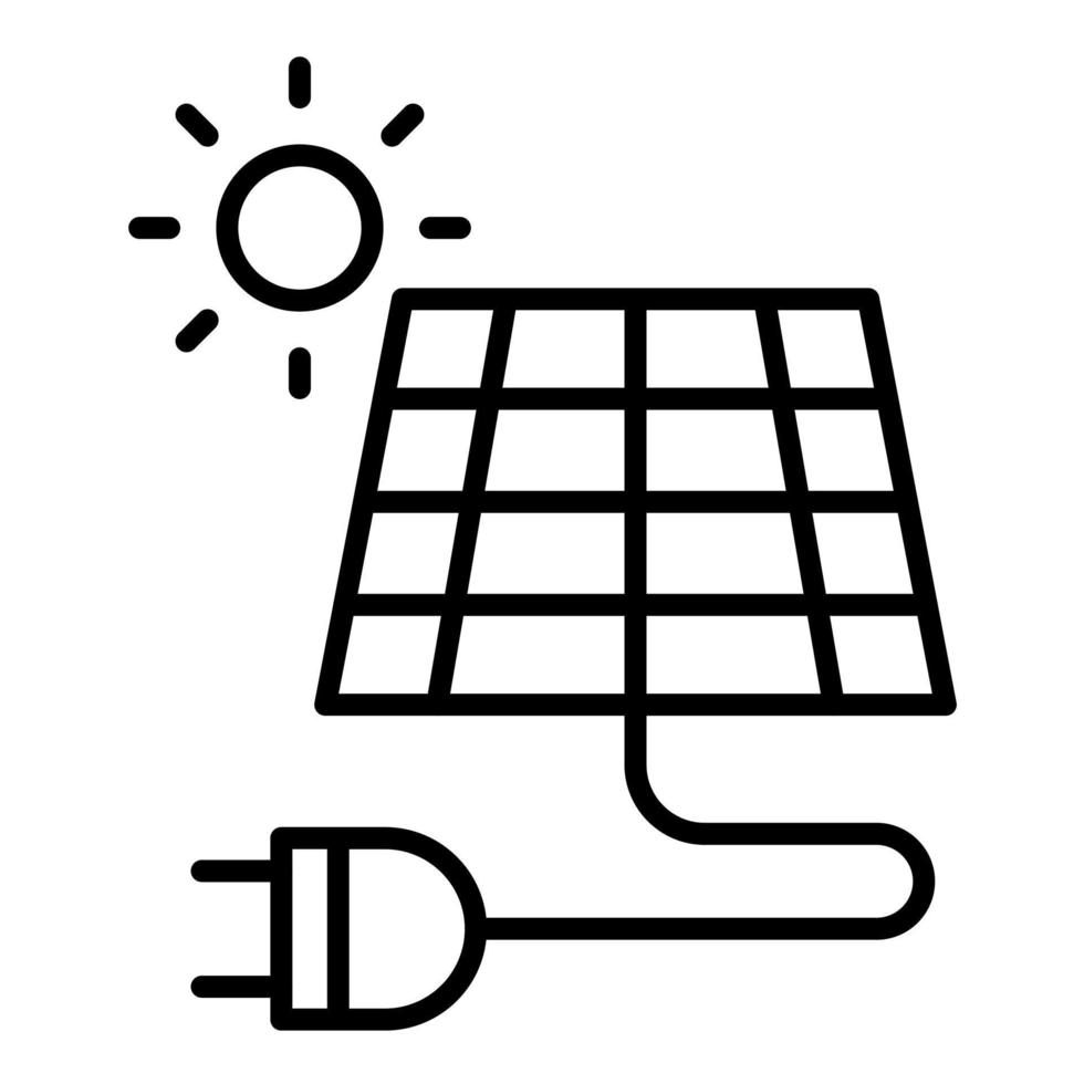 solpanel linje ikon vektor