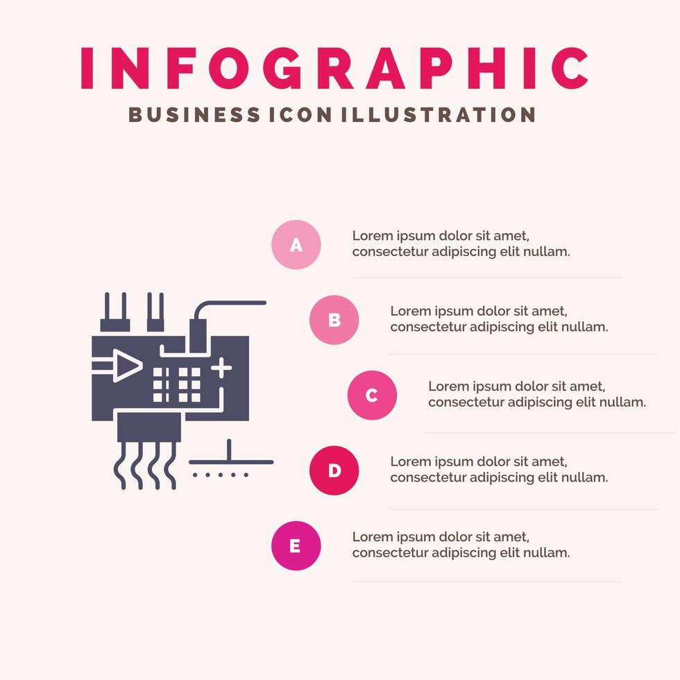 montera skräddarsy elektronik teknik delar fast ikon infographics 5 steg presentation bakgrund vektor