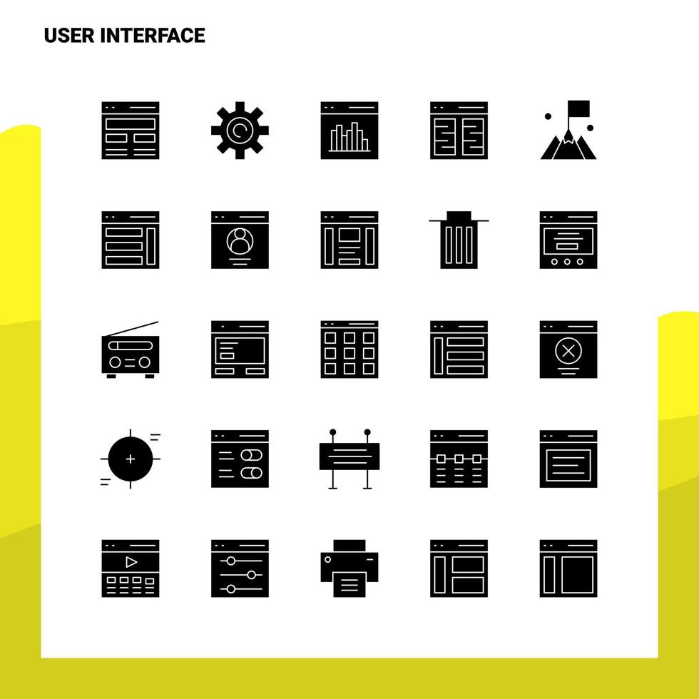 25 Benutzeroberflächen-Icon-Set solide Glyphen-Icon-Vektor-Illustrationsvorlage für Web- und mobile Ideen für Unternehmen vektor