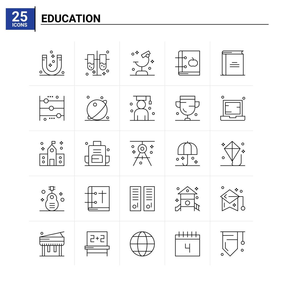 25 utbildning ikon uppsättning vektor bakgrund