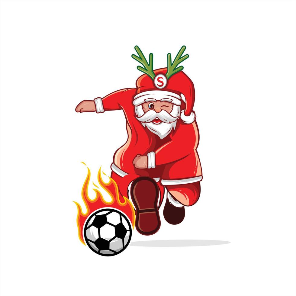 design vektor santa claus spelar fotboll