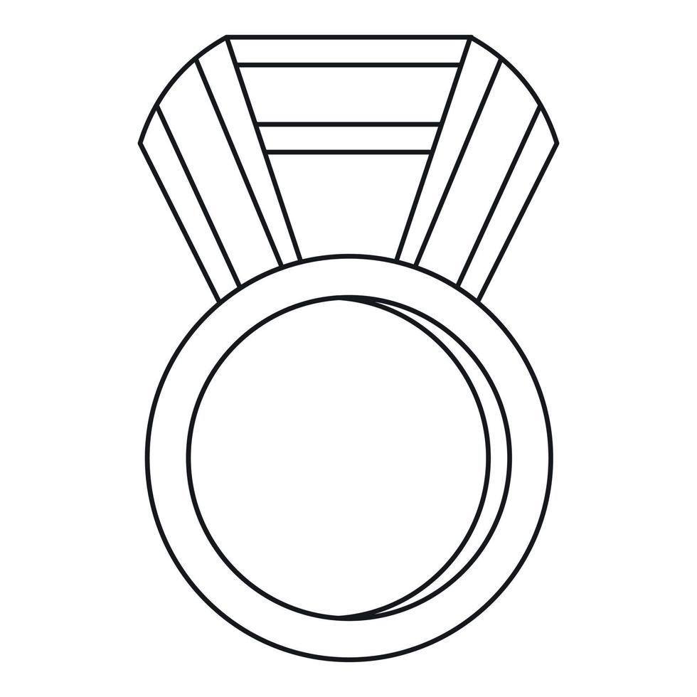 runda medalj ikon, översikt stil vektor