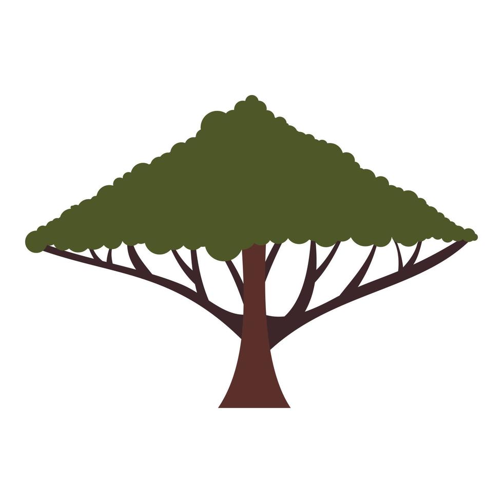 Baum mit großem Kronensymbol, flacher Stil vektor