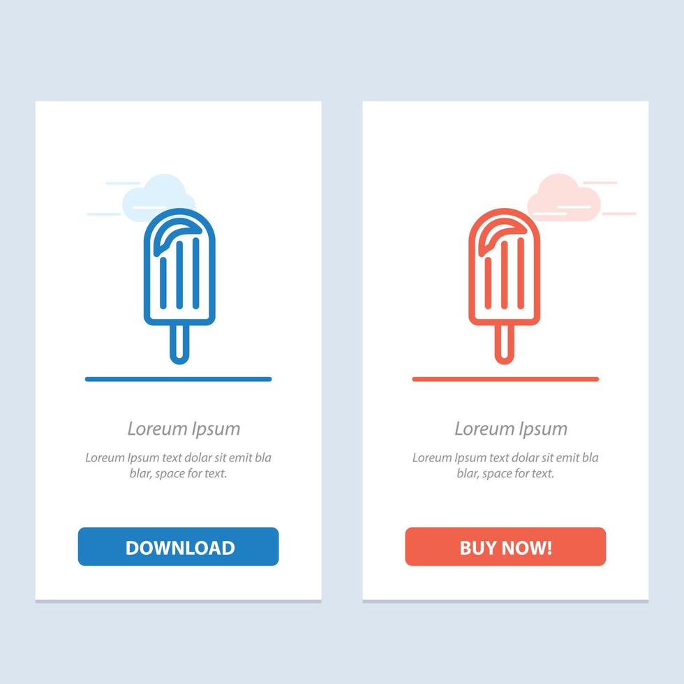 Strandcreme-Dessert Eisblau und Rot Jetzt herunterladen und kaufen Web-Widget-Kartenvorlage vektor