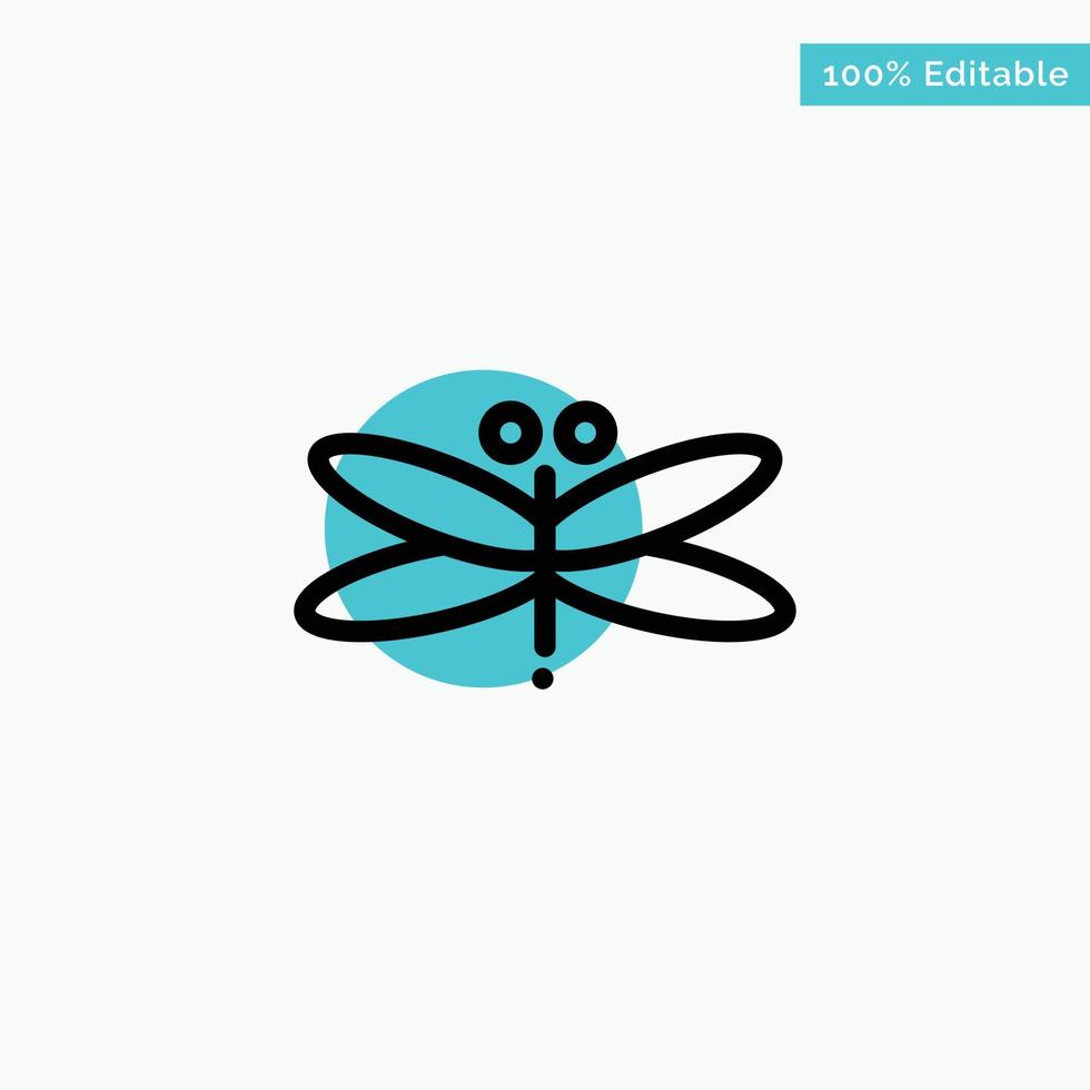 Drachen Libelle Drachen fliegen Feder türkis Highlight Kreis Punkt Vektor Icon