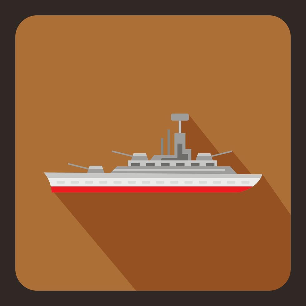 militärische Kriegsschiff-Ikone, flacher Stil vektor