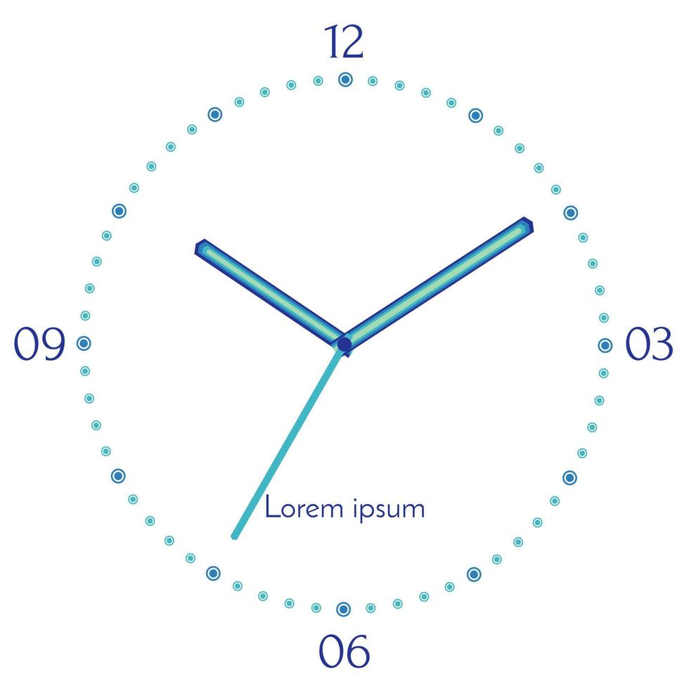 vektor illustration av mekanisk blå klocka. klocka ansikte på vit bakgrund.