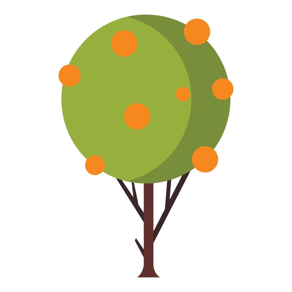 träd med frukt ikon, platt stil vektor