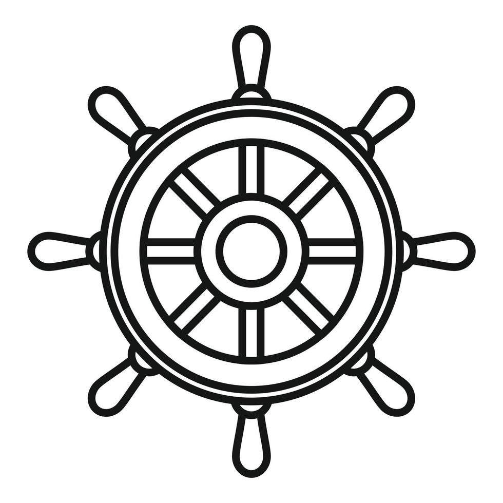 Yacht-Schiffsrad-Symbol, Umrissstil vektor