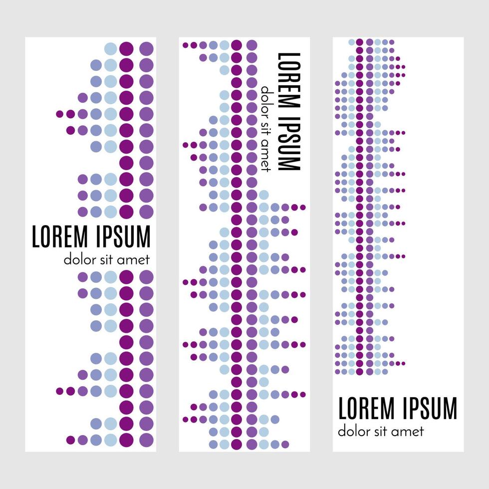 uppsättning av abstrakt vertikal rubrik banderoller med böjd rader och plats för text. färgrik bakgrunder för webb design. vektor illustration