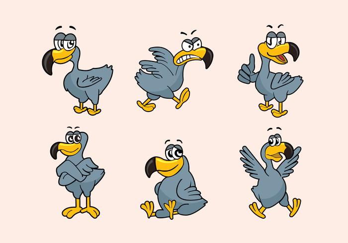 Dodo-Cartoon-Figur Pose Vektor-Illustration vektor