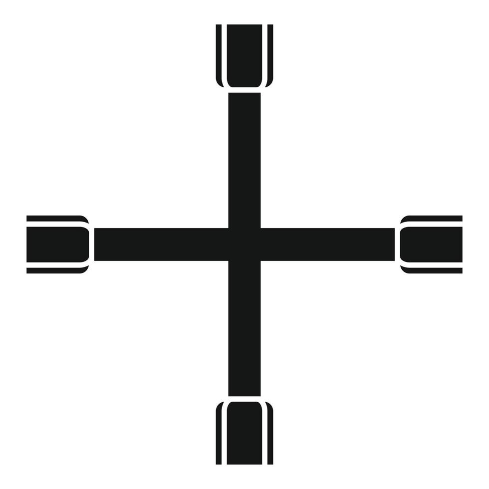 Cross-Reifenschlüssel-Symbol, einfacher Stil vektor