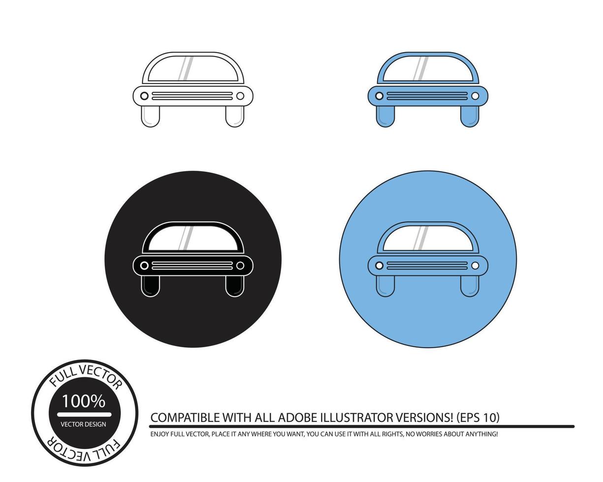 neue Linienkunstautoikonen mit kontrastierendem Hintergrund, Autoumrissstrich-Vektordesign, gebrauchsfertige Autoillustration vektor