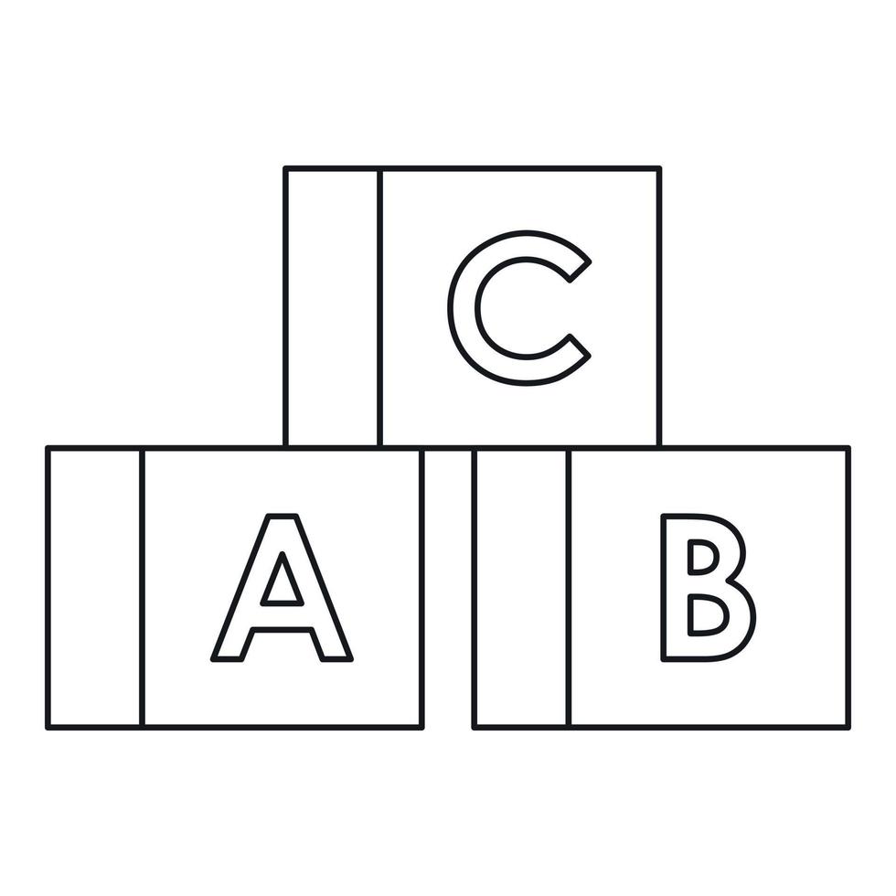kuber med brev a,b,c ikon, översikt stil vektor