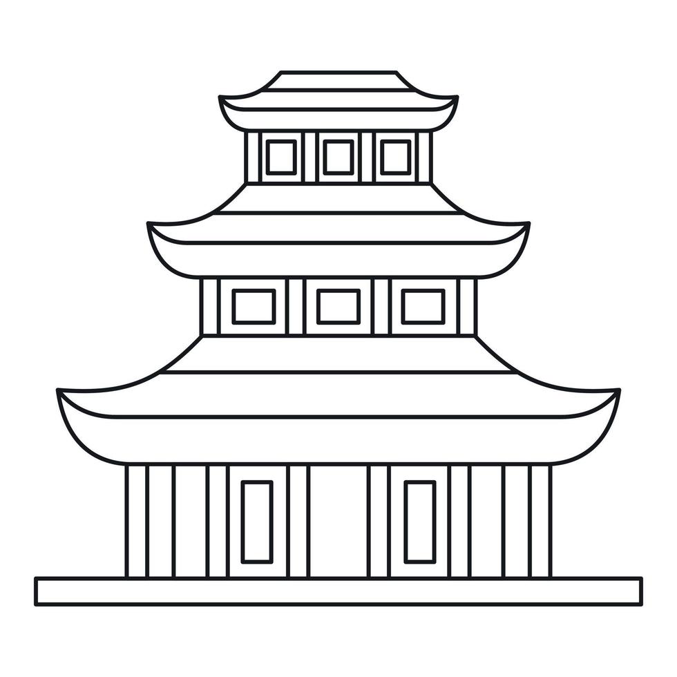 buddist tempel ikon, översikt stil vektor