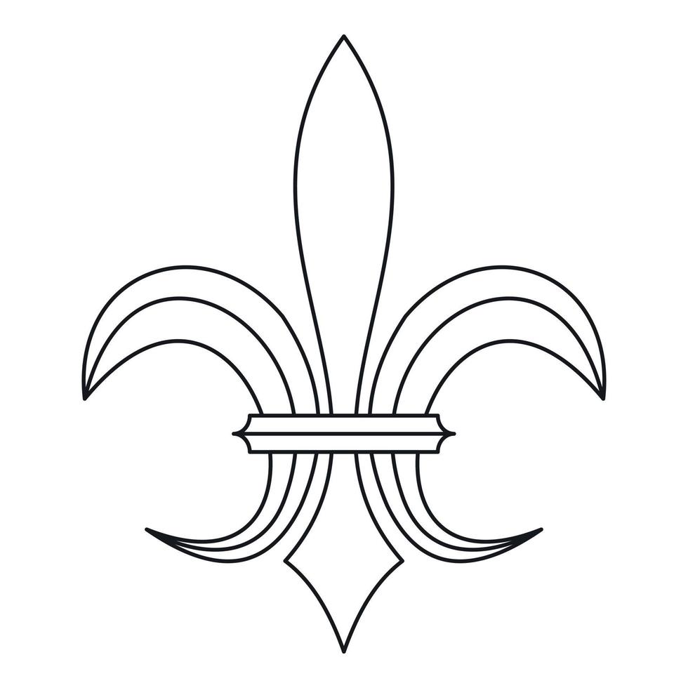 Lilie heraldisches Emblem-Symbol, Umrissstil vektor