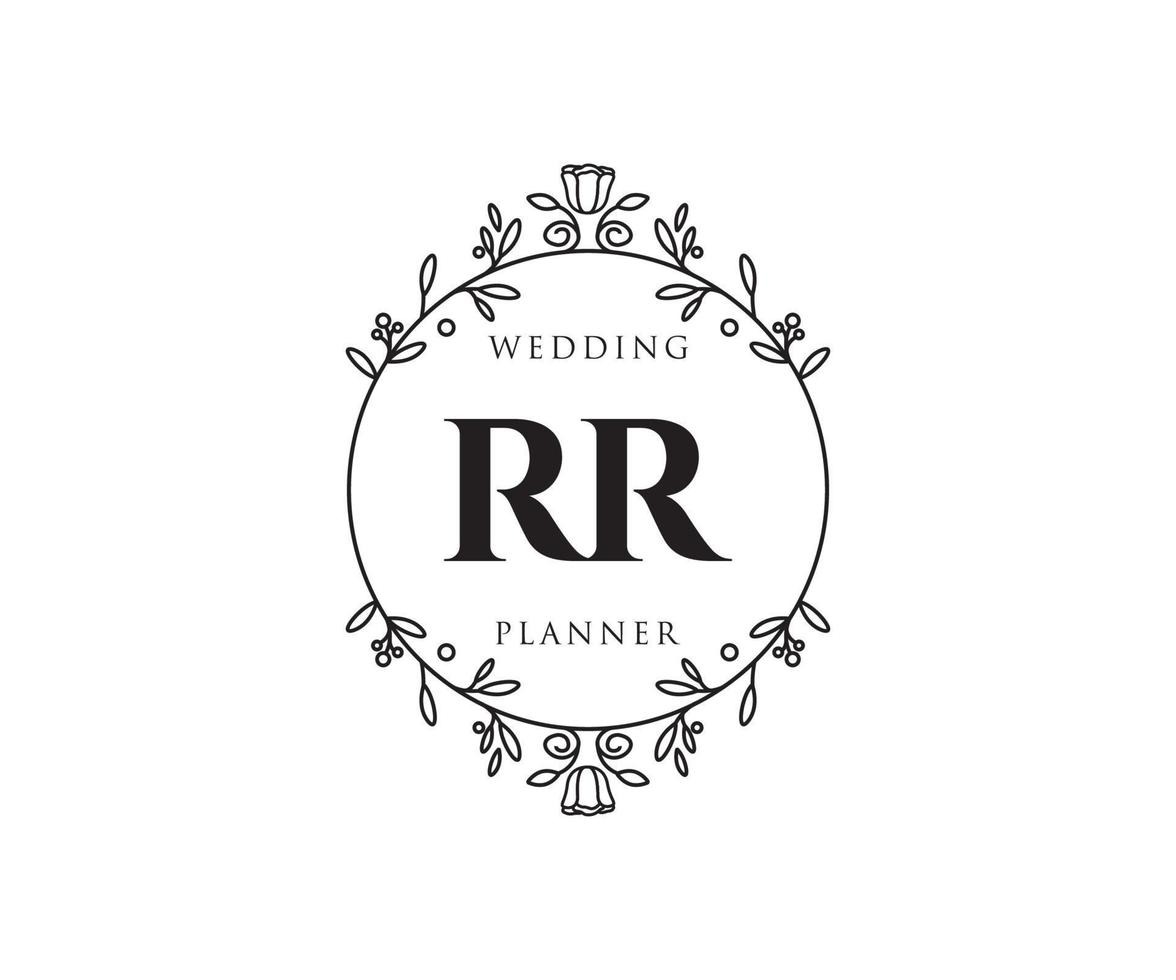 rr initialen brief hochzeitsmonogramm logos sammlung, handgezeichnete moderne minimalistische und florale vorlagen für einladungskarten, save the date, elegante identität für restaurant, boutique, café im vektor