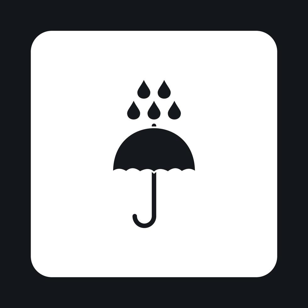 Regenschirm und Regentropfen-Symbol, einfacher Stil vektor