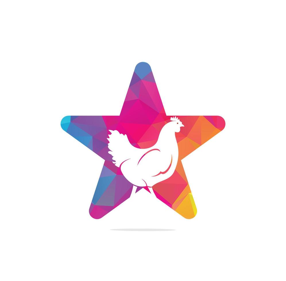 höna stjärna form begrepp vektor logotyp design. kyckling fågel vektor ikon symbol.