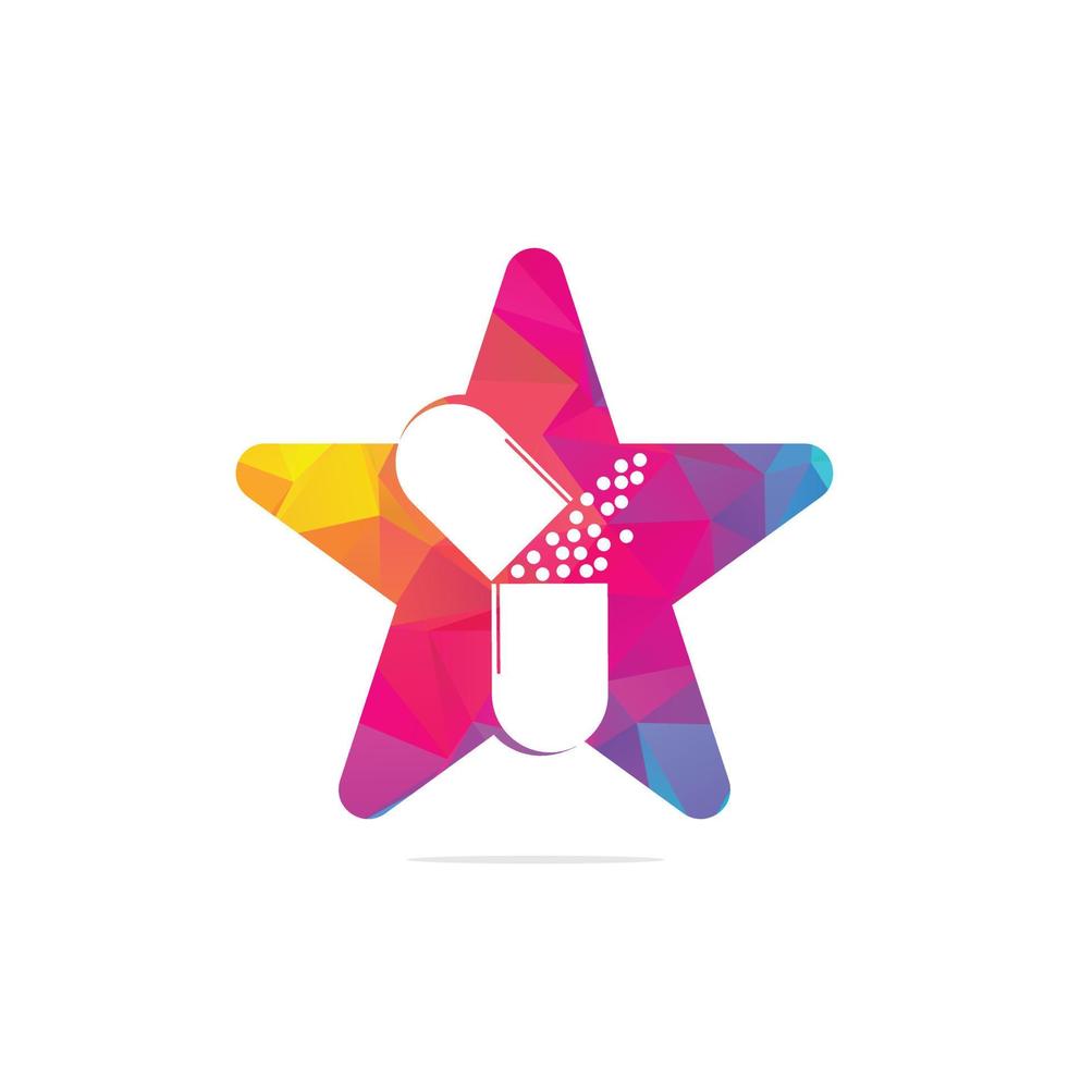 Medizin Capsle Sternform Konzept Logo-Design. vektor