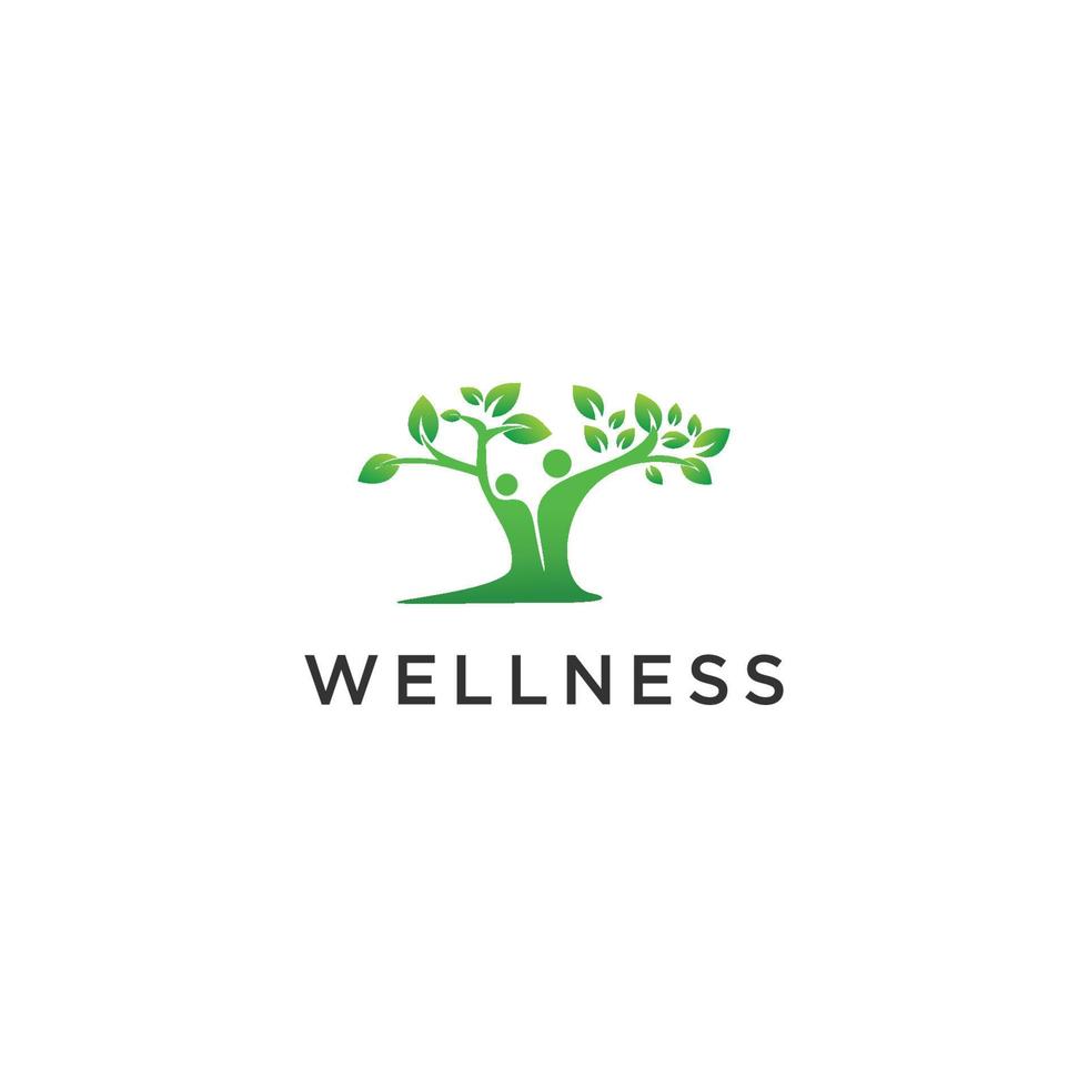 abstrakt wellness logotyp. stil blad och människor kombination för natur. vektor