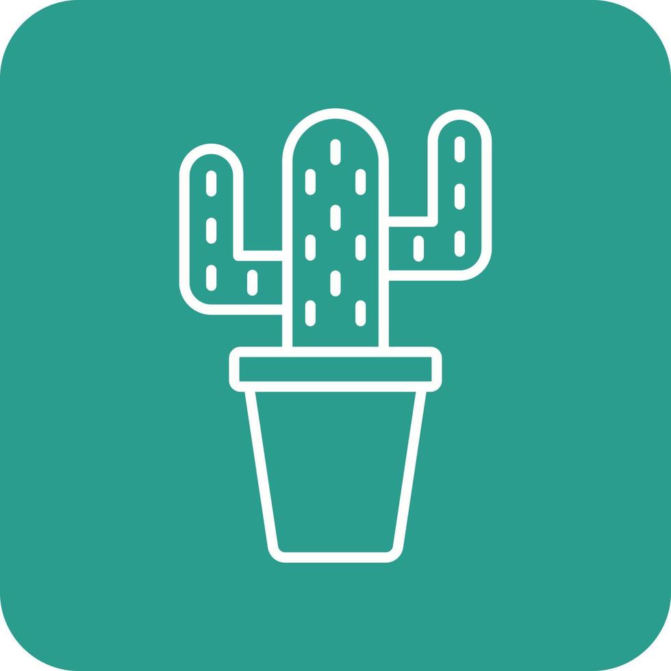 kaktus linje runda hörn bakgrund ikoner vektor