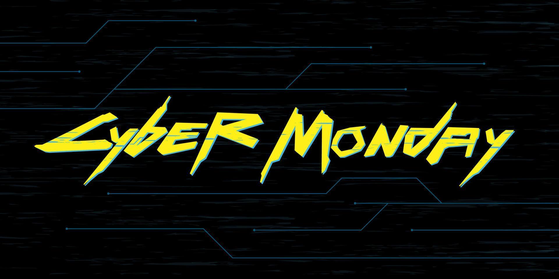 Banner-Vorlage für den Cyber-Montag-Verkauf. dunkler hintergrund mit weißem text cyber montag verkauf. Vektor-Illustration vektor