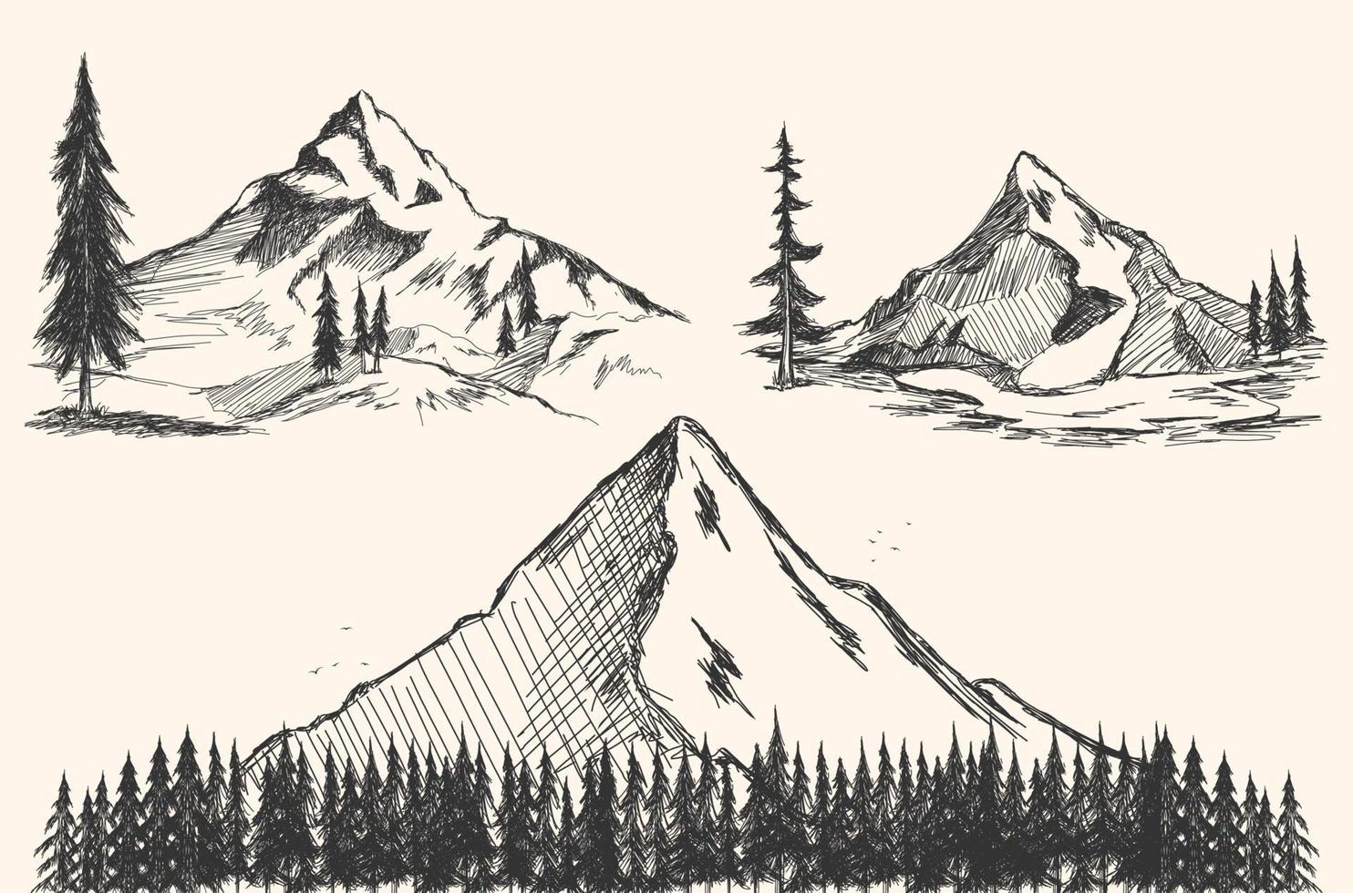 naturelemente gesetzt, berge und wald. Vektor-Illustration Natur-Elemente-Set, Berge und Wald. vektor
