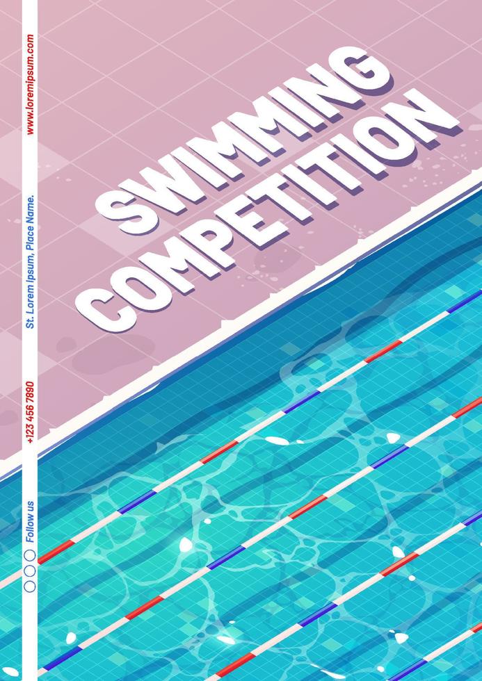 Schwimmwettbewerbsplakat mit Draufsicht auf den Pool vektor