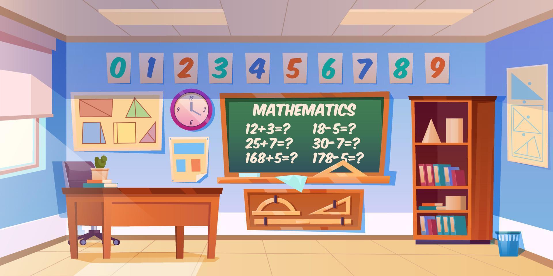 matematik klassrum tömma interiör, skola klass vektor